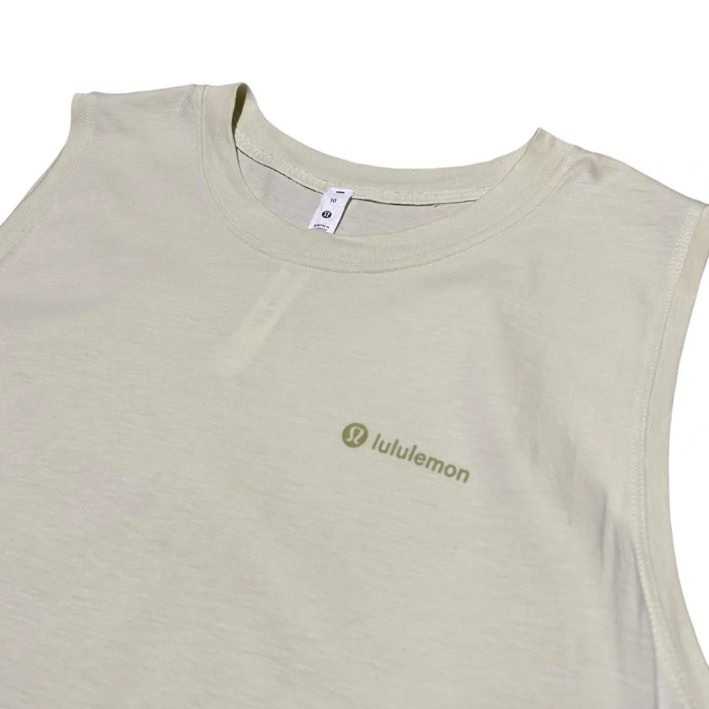 Lululemon All Yours Graphic Tank Dewy Pale Yellow Sleeveless Top Size 10